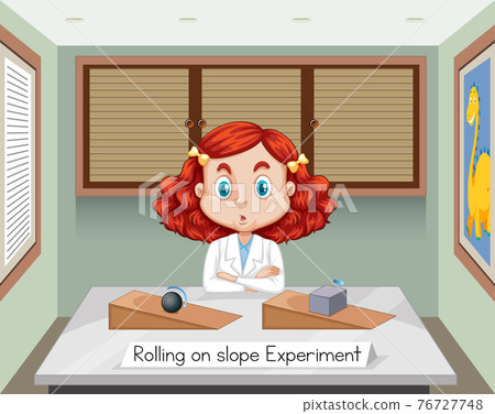 Young scientis with rolling on slope experiment 76727748