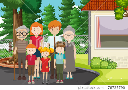 Park outdoor scene with member of family 76727790