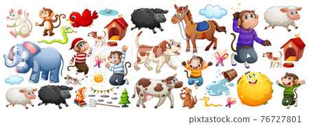 Set of different nursery rhyme character isolated on white background 76727801