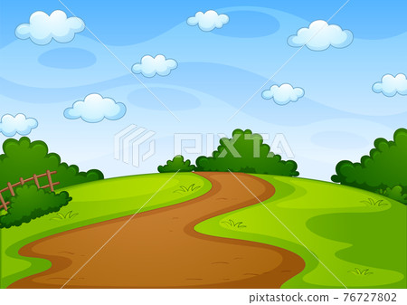 Empty park landscape scene Empty park landscape scene 76727802