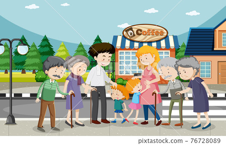 Outdoor scene with member of family 76728089