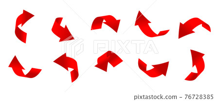 Gradient red curved arrows 3d realistic set vector Gradient red curved arrows 3d realistic set vector 76728385