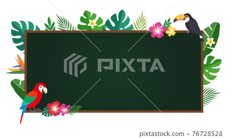 熱帶熱帶背景和兩隻鳥。黑板背景材料居中(16:9比例) 熱帶熱帶背景和兩隻鳥。黑板背景材料居中(16:9比例) 76728528
