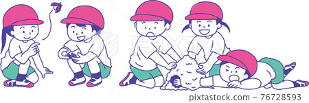 Illustration of small children playing outside 76728593