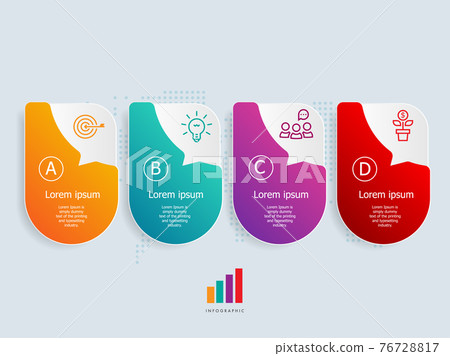 horizontal timeline infographics element template with business icons 76728817