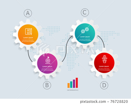 gear wheel horizontal infographics presentation element template with business icons gear wheel horizontal infographics presentation element template with business icons 76728820