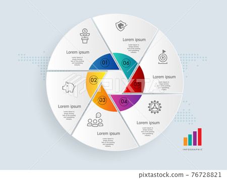abstract circle infographics presentation element template with business icons abstract circle infographics presentation element template with business icons 76728821