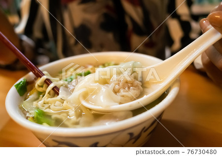 eat wonton noodles with soup eat wonton noodles with soup 76730480