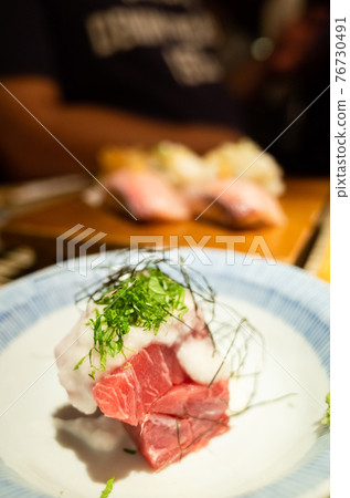sashimi seafood on plate at restaurant sashimi seafood on plate at restaurant 76730491