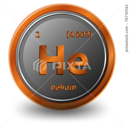 Helium chemical element. Chemical symbol with atomic number and atomic mass. 76730562