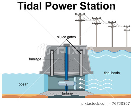 Diagram showing Tidal Power Station Diagram showing Tidal Power Station 76730567