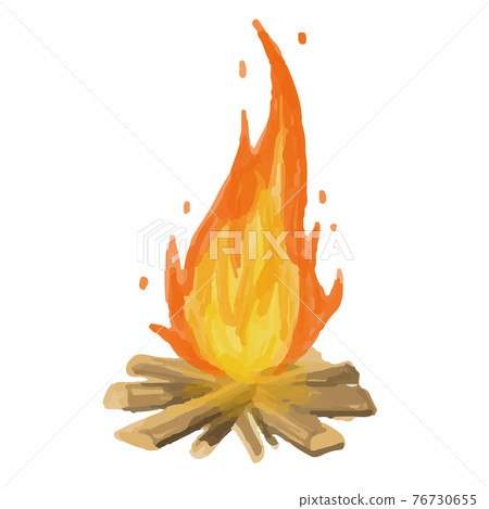 戶外篝火火焰插畫手繪水彩 76730655