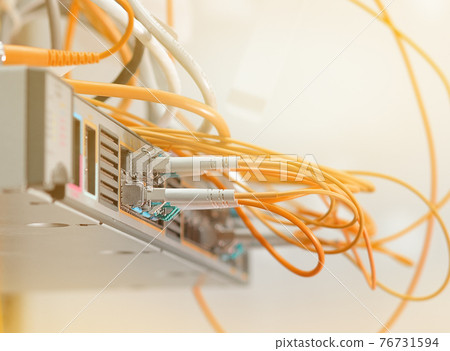 optic fiber cables connected to data center optic fiber cables connected to data center 76731594