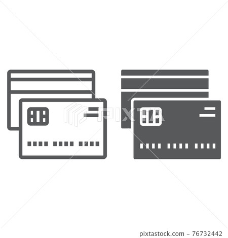 Credit card line and glyph icon, finance banking Credit card line and glyph icon, finance banking 76732442