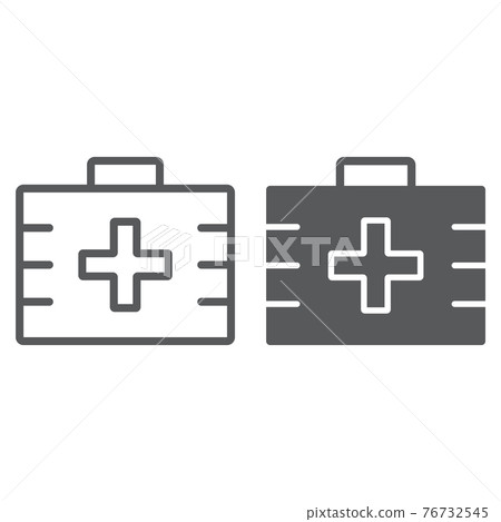 First aid kit line and glyph icon, health First aid kit line and glyph icon, health 76732545