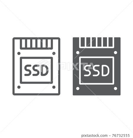 SSD line and glyph icon, electronic and device 76732555