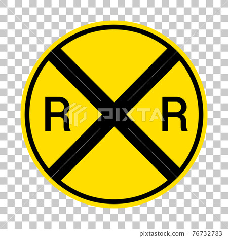 Railroad crossing warning sign isolated on transparent background Railroad crossing warning sign isolated on transparent background 76732783