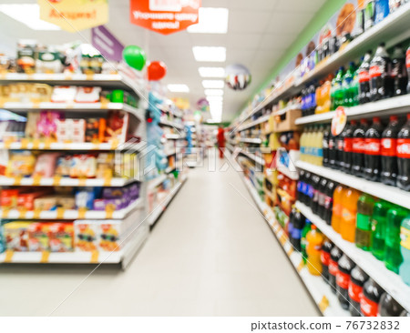 abstract blurred supermarket aisle background 76732832