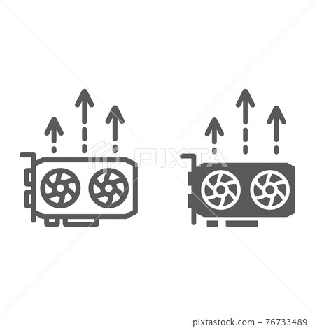 Gpu mining line and glyph icon, money and finance 76733489
