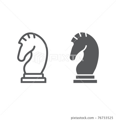 Chess line and glyph icon, game and sport, horse chess figure sign, vector graphics, a linear pattern on a white background, 76733525