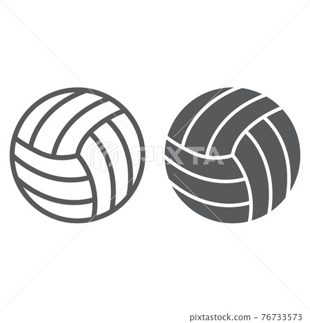 Volleyball line and glyph icon, game and sport, ball sign, vector graphics, a linear pattern on a white background, 76733573