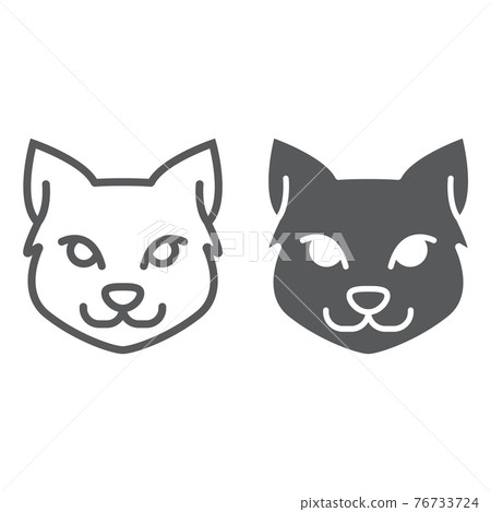 Cat line and glyph icon, halloween and pet 76733724