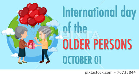 International Day of the Older Persons 1st October logo with a old couple 76733844