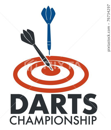 Darts championship, banner with arrows and target Darts championship, banner with arrows and target 76734297