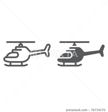 Helicopter line and glyph icon, transportation and chopper, aircraft sign, vector graphics, a linear pattern on a white background. 76734570