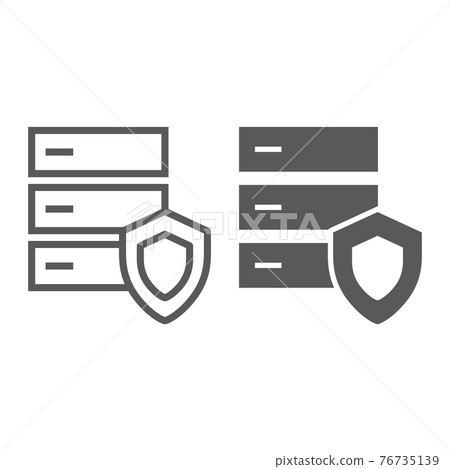 Database protection line and glyph icon, server 76735139