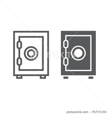 Safe box line and glyph icon, deposit protection 76735140