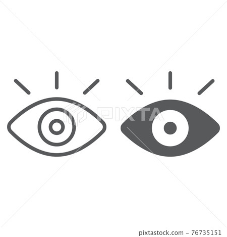 Monitiring line and glyph icon, security and eye Monitiring line and glyph icon, security and eye 76735151