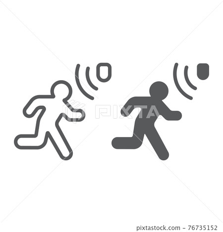 Motion detection line and glyph icon, security 76735152