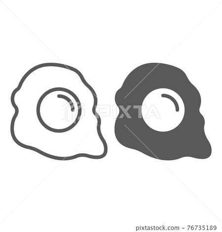 Fried egg line and glyph icon, breakfast and food 76735189