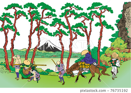 Katsushika Hokusai image Tokaido Hodogaya bright version white background 76735192