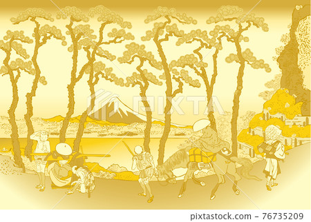 Katsushika Hokusai image Tokaido Hodogaya gold Katsushika Hokusai image Tokaido Hodogaya gold 76735209