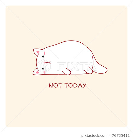 Square card with a lying lazy cat 76735411