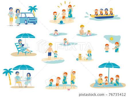 Illustration set of seaside figures Illustration set of seaside figures 76735412