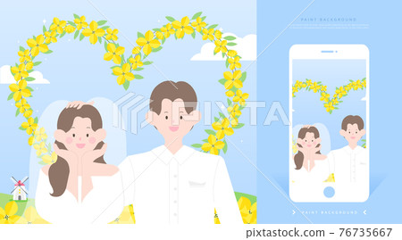 幸福的婚禮插畫和手機邀請08 幸福的婚禮插畫和手機邀請08 76735667
