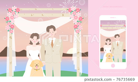 幸福的婚禮插畫與手機邀請函 06 幸福的婚禮插畫與手機邀請函 06 76735669
