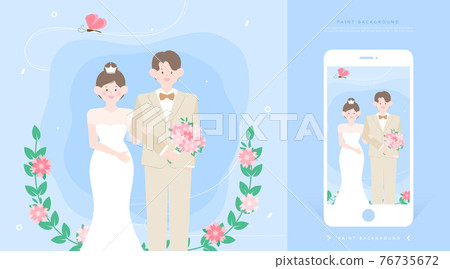 Happy Wedding Illustration and Mobile Invitation 03 76735672