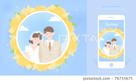 10張幸福婚禮插畫和手機邀請函 10張幸福婚禮插畫和手機邀請函 76735675