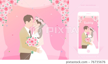 幸福的婚禮插畫和手機邀請09 76735676