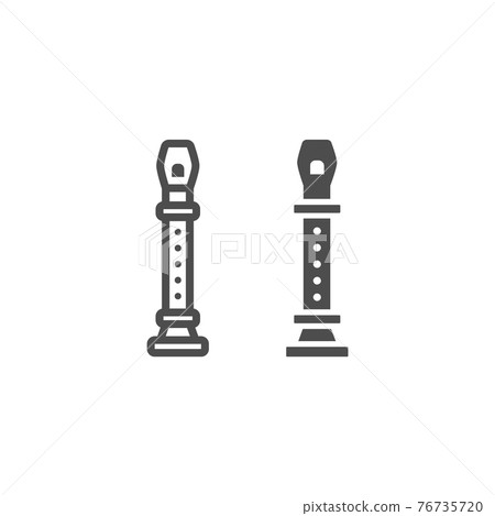 Flute line and glyph icon, musical and instrument, woodwind sign, vector graphics, a linear pattern Flute line and glyph icon, musical and instrument, woodwind sign, vector graphics, a linear pattern 76735720
