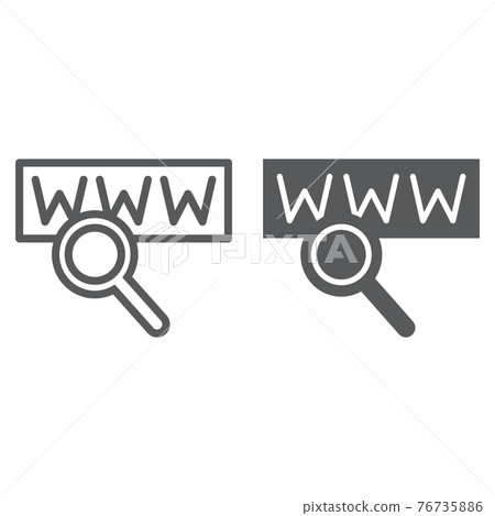 Search line and glyph icon, internet and network, lens sign, vector graphics, a linear pattern on a white background. 76735886