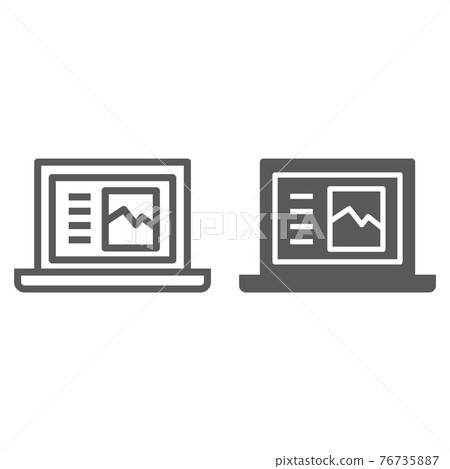 Laptop line and glyph icon, computer and digital, notebook sign, vector graphics, a linear pattern on a white background 76735887