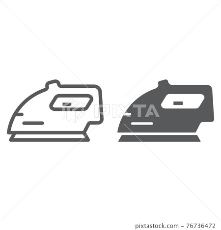 Electric iron line and glyph icon, home and household, steam iron sign, vector graphics, a linear pattern Electric iron line and glyph icon, home and household, steam iron sign, vector graphics, a linear pattern 76736472