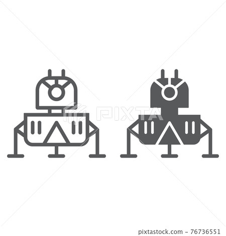 Lunar module line and glyph icon, science and astronomy, space module sign, vector graphics, a linear pattern 76736551