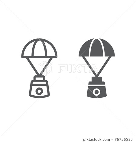 Capsule parachute line and glyph icon, space and exploration, space parachute sign, vector graphics, a linear pattern 76736553