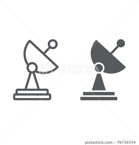 Radar line and glyph icon, tv and receiver, satellite dish sign, vector graphics, a linear pattern Radar line and glyph icon, tv and receiver, satellite dish sign, vector graphics, a linear pattern 76736554